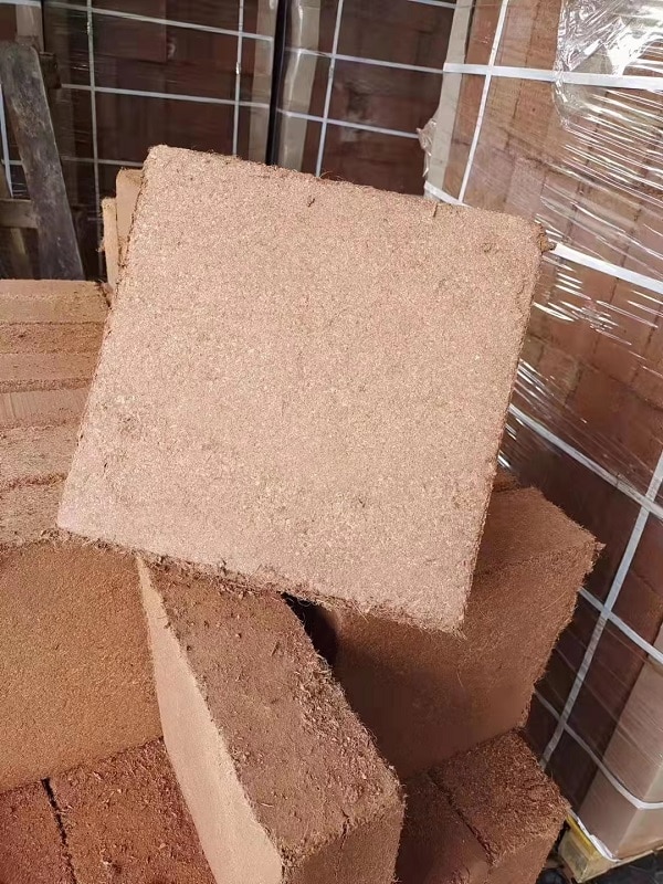 MacBaler- coco peat blocks after briquetting
